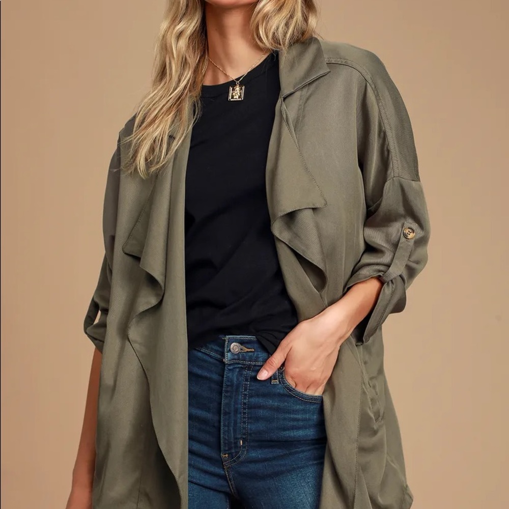 Lulu’s Lucky Break Olive Oversized Jacket